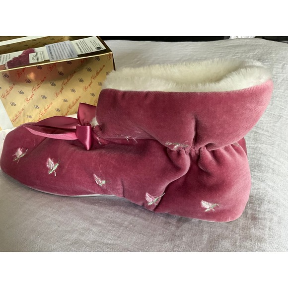 NOS DEARFOAMS Cushion Comfort 80’s BOOTS MaUvE Embroidered velvet 8-9 - Picture 5 of 9